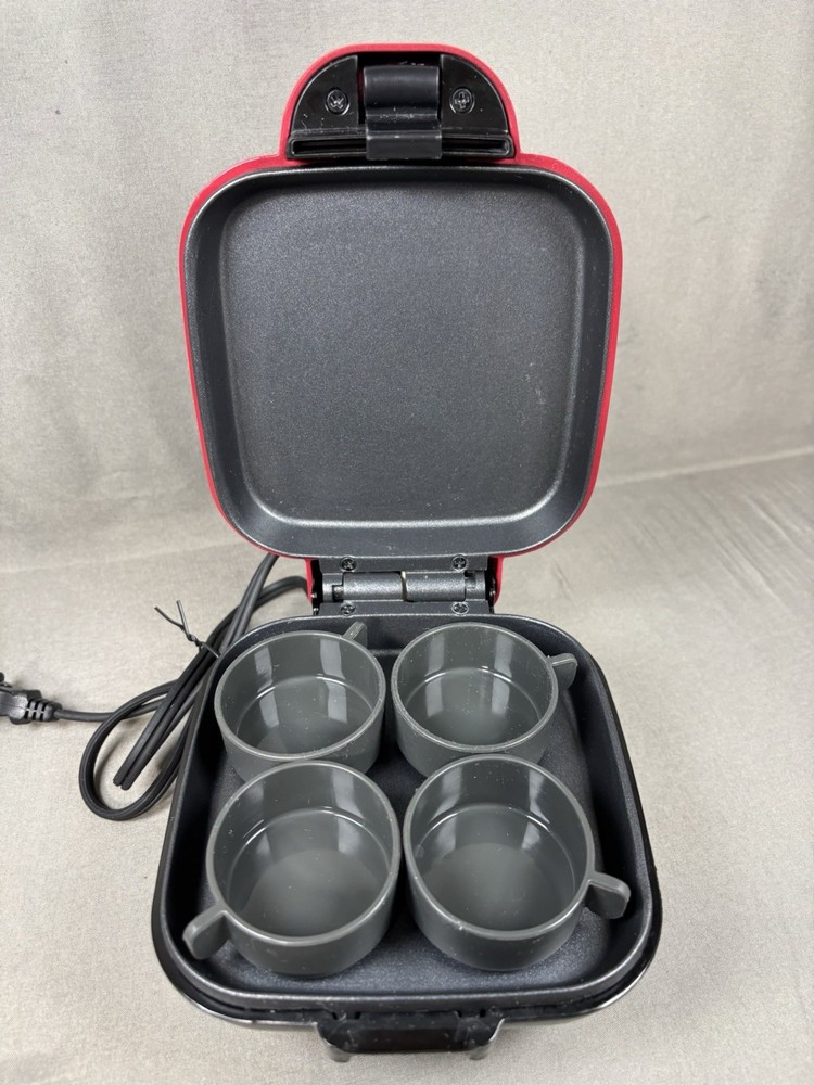 Egg Bite Maker, Red, Dash 420 Watts, Makes 4 Egg Bites, Compact Design Works