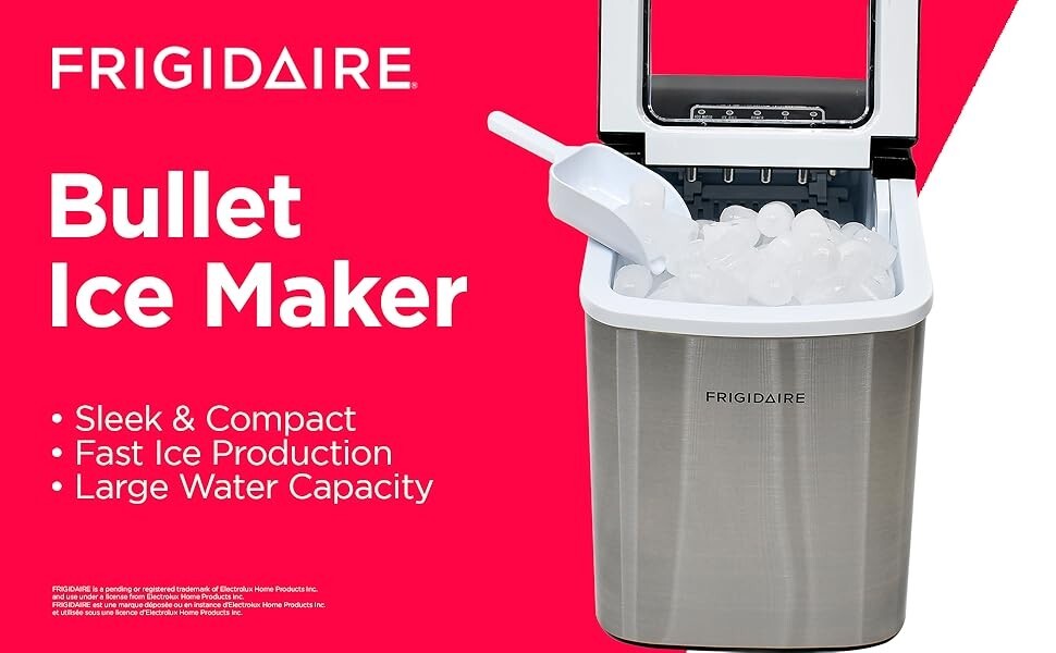 Frigidaire 26 Lbs per day Portable Compact Ice Maker Making Machine, Stainless