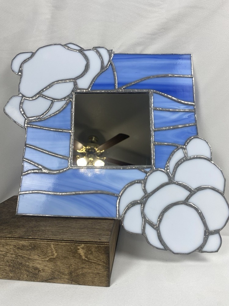 Vintage Stained Glass Cloud Sky Mirror Wall Hang