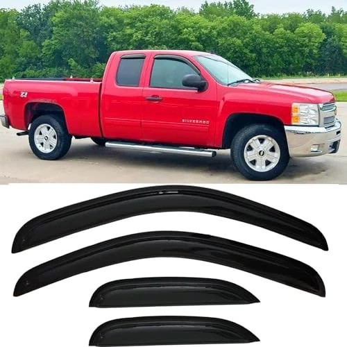 Side Window Visor Wind Deflectors Rain Guard for 2007-2013 Chevy Silverado &