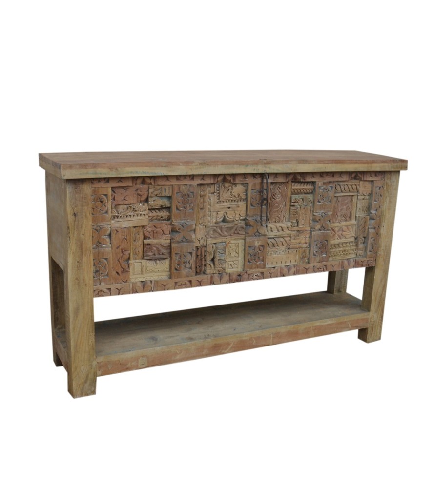Reclaimed teak storage trunk with lower open shelf