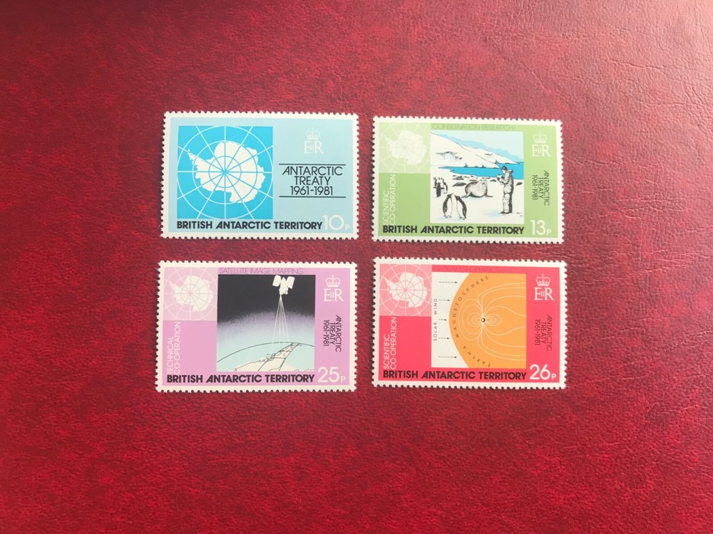 BAT BRITISH ANTARCTIC 1981 MNH TREATY SATELLITE MAP CONSERVATION