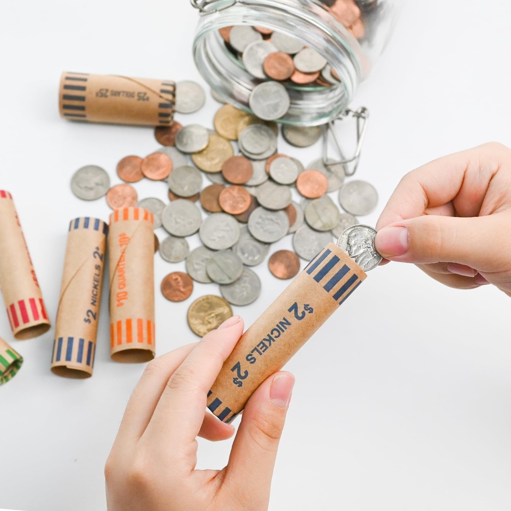 L LIKED Preformed Coin Roll Wrappers (60 Assorted) -12 Quarters, 60 Assorted