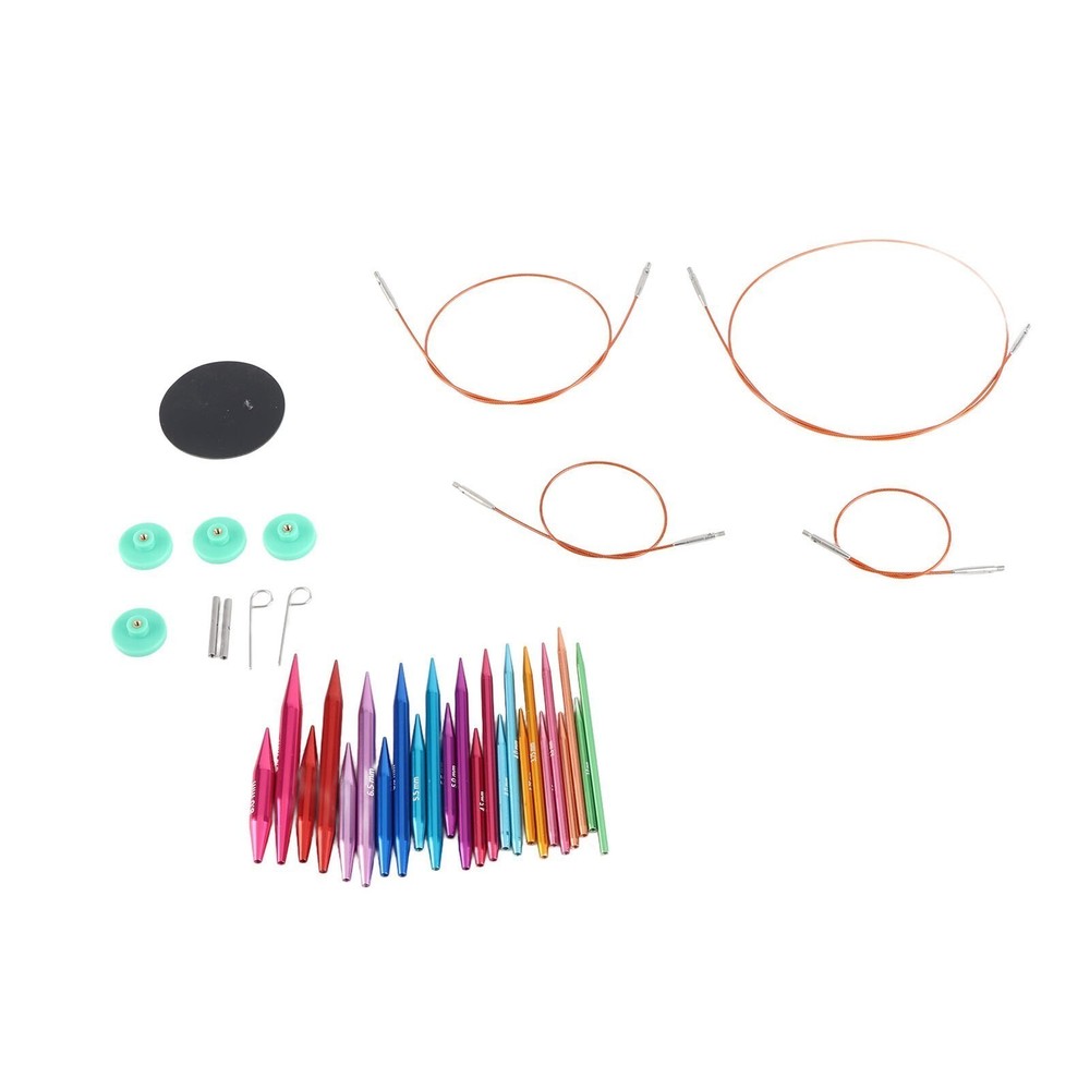 Circular Knitting Needle Set 3 to 8mm Interchangeable Assorted Colors Circular