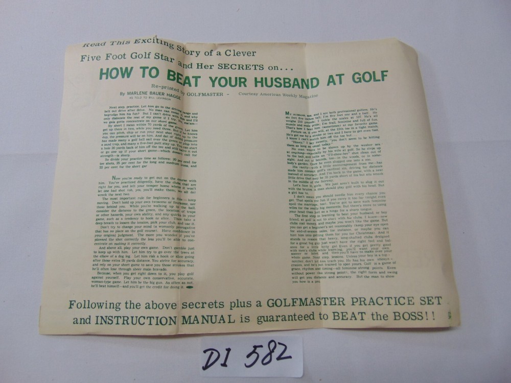 Vintage Golf Master Home Practice Set Pro Instructor Golfmaster Old