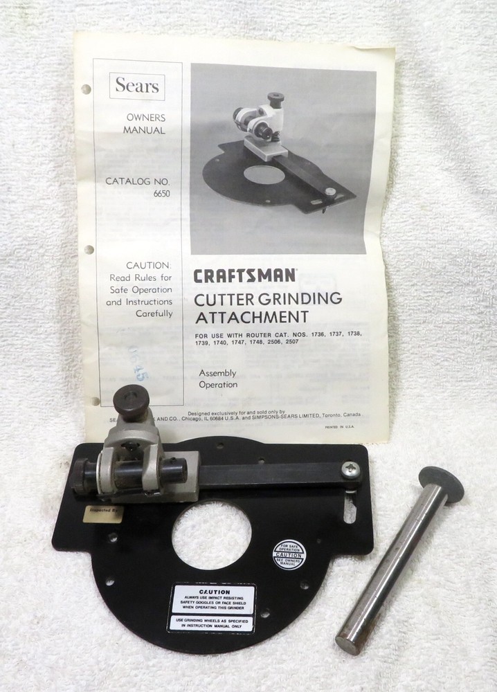 Sears Craftsman Cutter Grinding Router Attachment Tool 6650