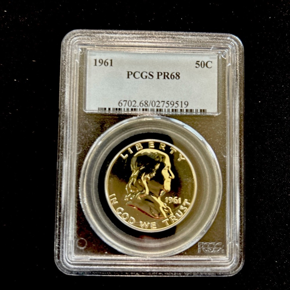 1961 FRANKLIN SILVER HALF DOLLAR GRADED PCGS PR-68