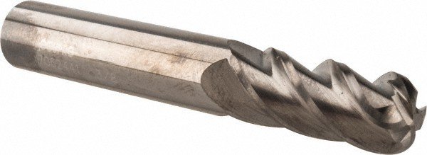Accupro 3/8" Diam 4 Flute Single End Solid Carbide 1/8" Corner Radius End Mil...