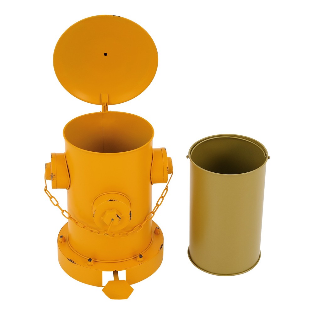 Yellow Garbage Can 2.5L Step-On Fire Hydrant Trash Can Detachable Iron Waste Bin