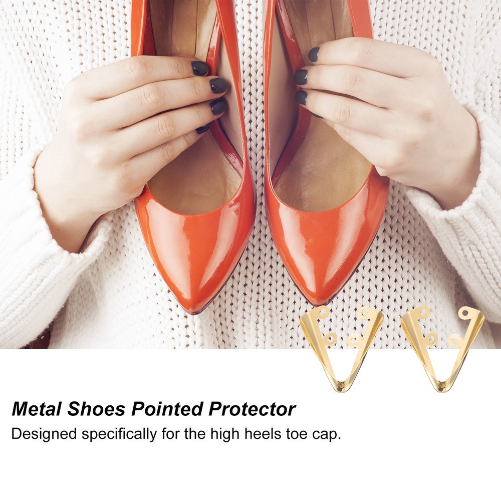 3 Pair Metal Shoes Pointed Protector Solid Toe Tip Cap Cover for High Heel