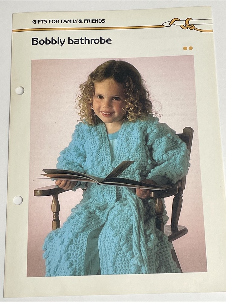 Bobbly Bathrobe Children's Size Crochet Pattern Marshall Cavendish