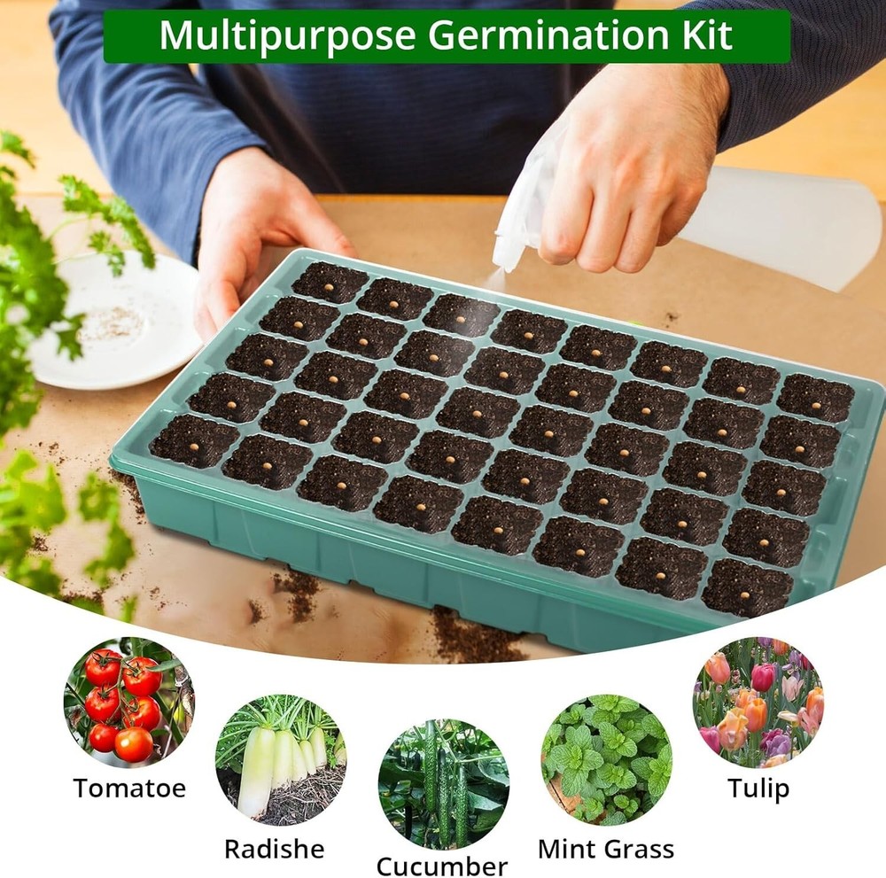 80 Cells Seed Starter Tray Kit with Grow Light & Intelligent Controller - 2 Pack