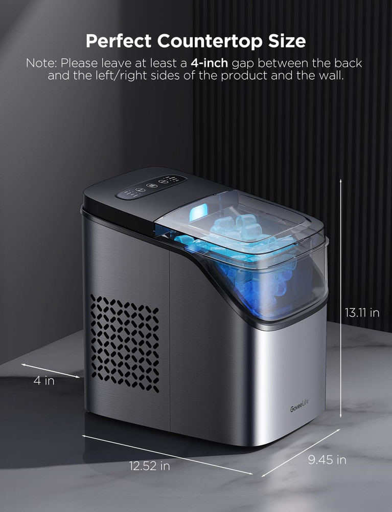 Smart Ice Maker Countertop, Portable Ice Machine with Voice Control, 9 Ice Cubes