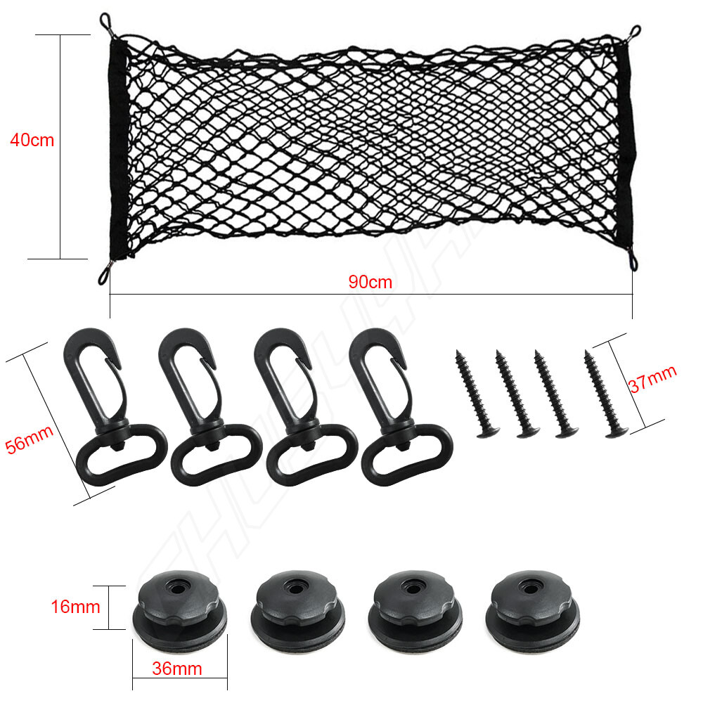 Universal Rear Cargo Trunk Storage Organizer Net For Car Plus mounting Points
