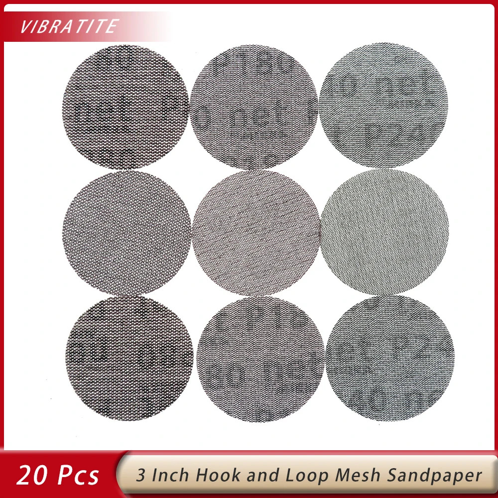 20Pcs Mrika 3 Inch 75mm Mesh Sandpaper Hook&Loop Sanding Disc Dust Free Sharp Gr