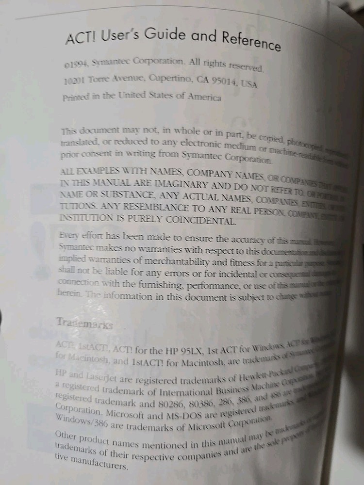 Vintage 1993 Symantec Act Version 2.0 For Windows