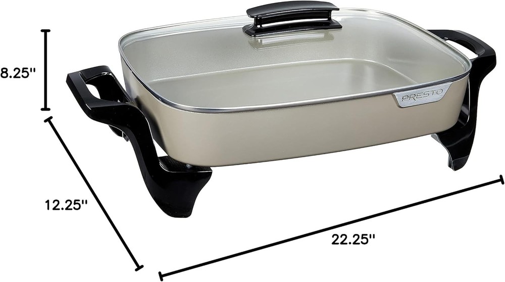 16-Inch Grey Ceramic Electric Skillet: Versatile & Programmable Cooking Solution