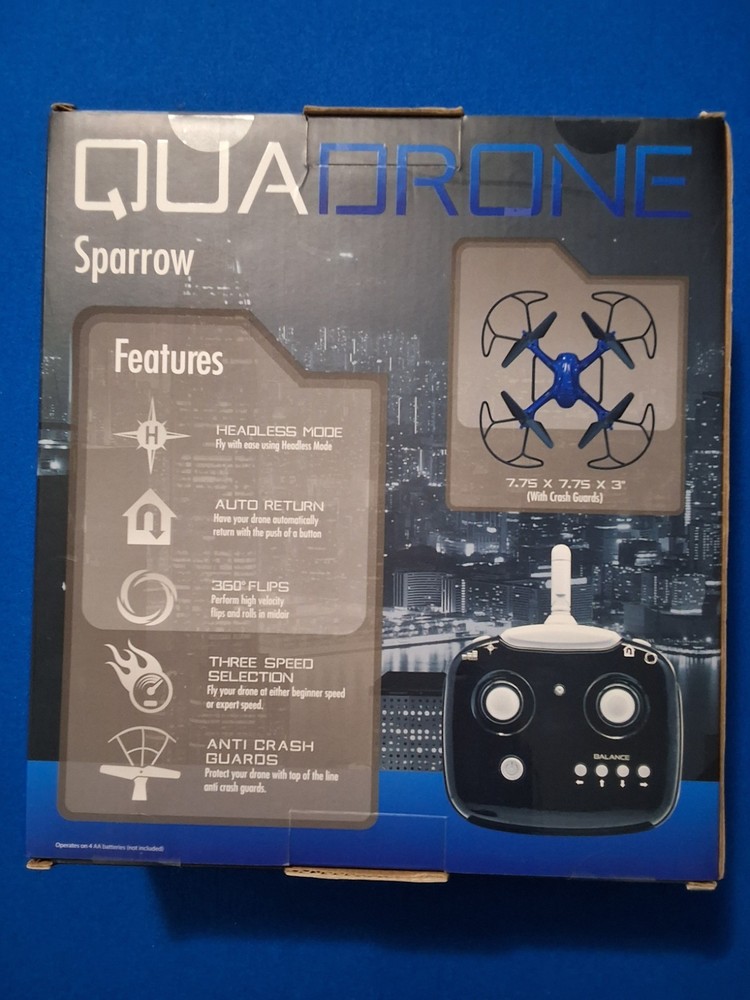 QUADRONE Sparrow Remote Control Drone Blue Headless Mode Auto Return AW-QDR-SP