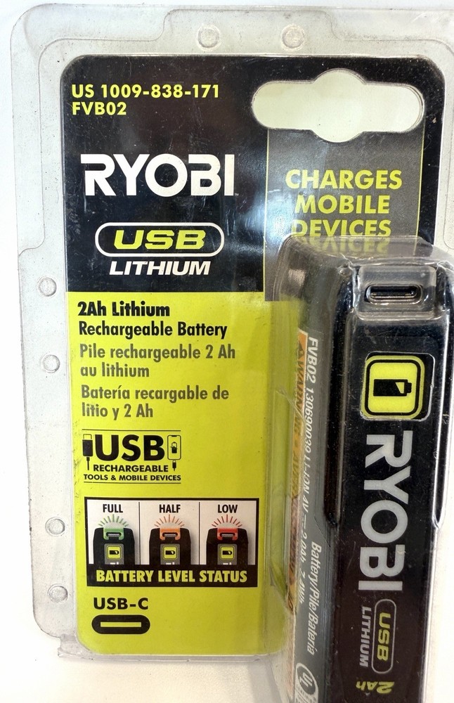 RYOBI USB Lithium 2 Ah Rechargeable Battery Model FVB02