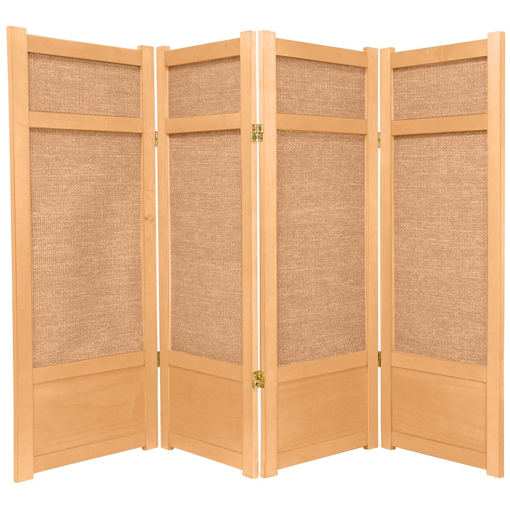 4 ft. Short Low Jute Shoji Screen - 4 Panel - Natural