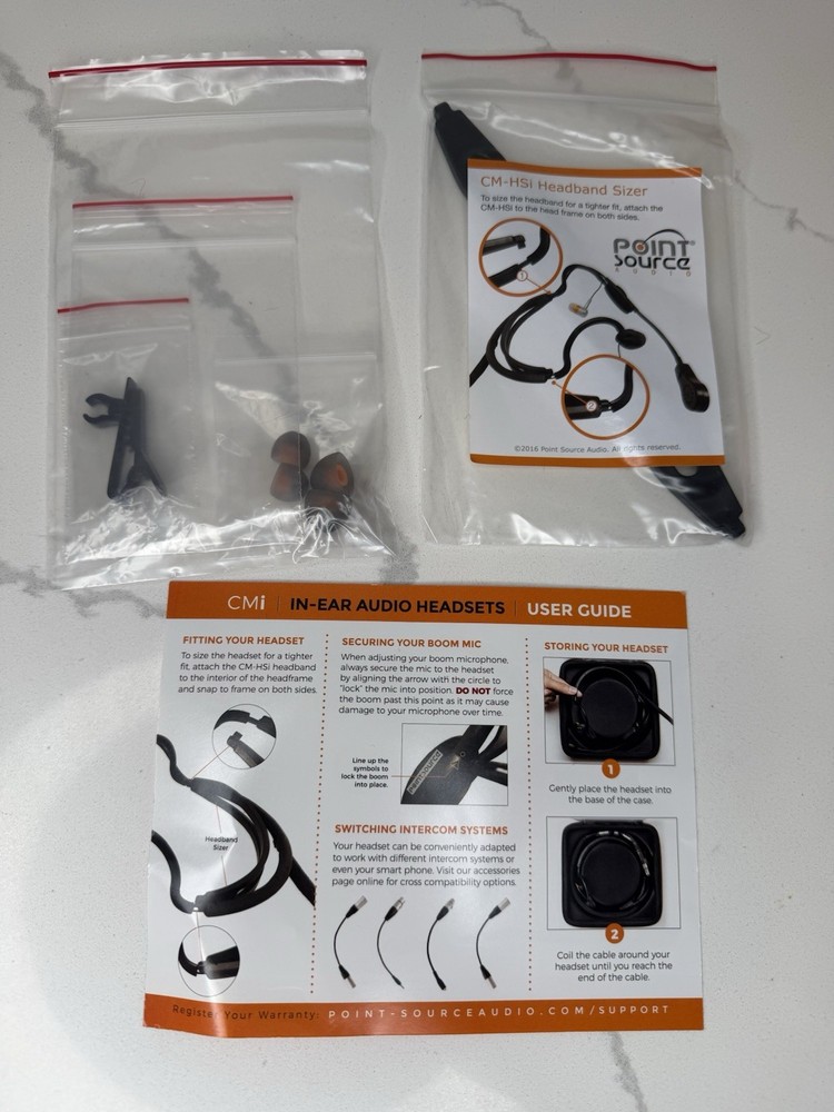 Point Source Audio CM-i3-4F In-Ear Intercom Headset (XLR-4F Clear-Com) OPEN BOX