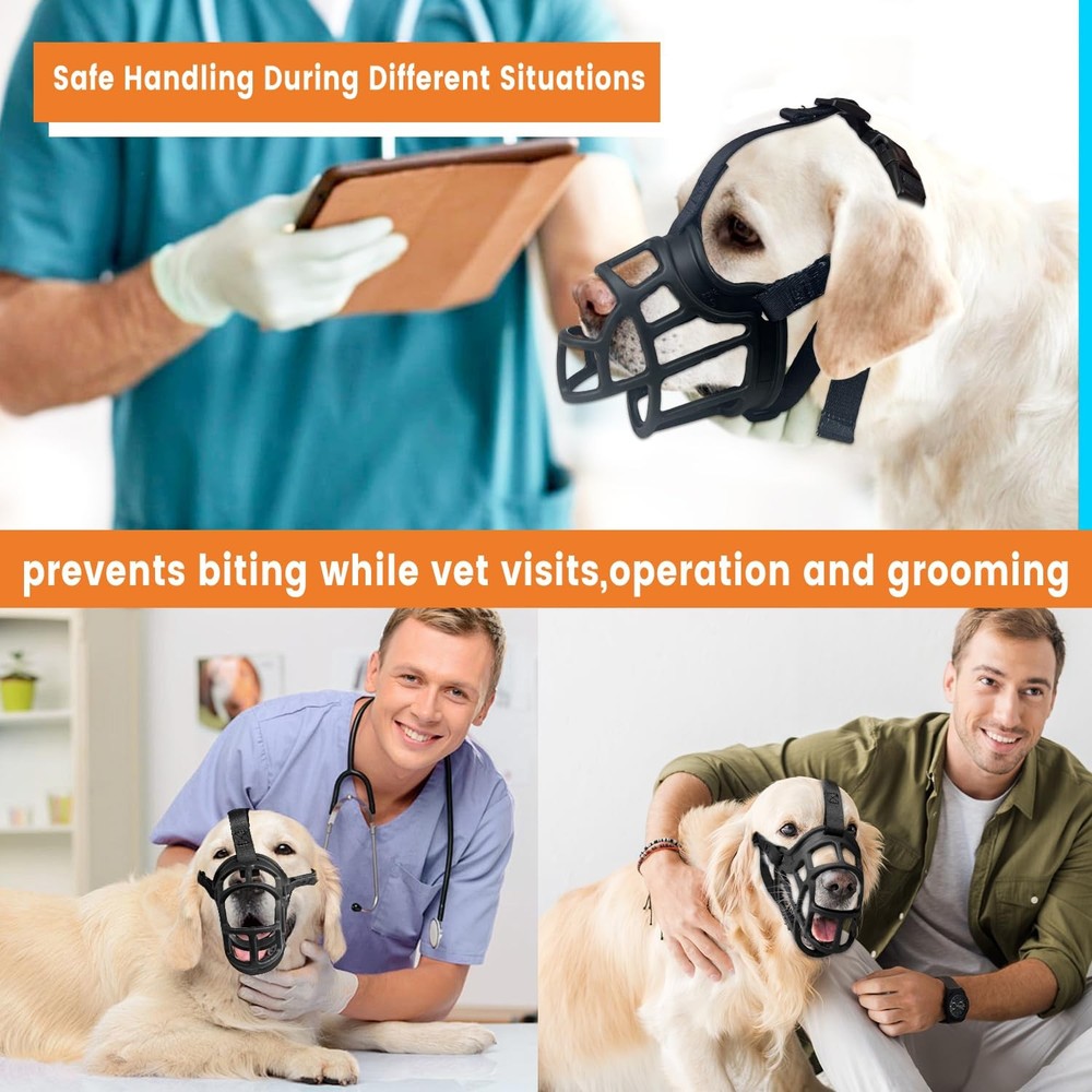 Dog Muzzle – Lightweight Breathable Basket Muzzle, Anti-Biting & Chewing, Adj...