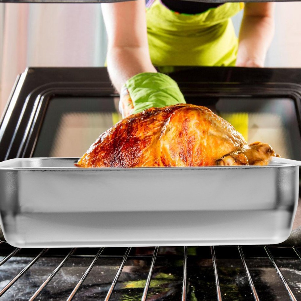 Trays for Food Serving Rectangular Roasting Dish Compact Stainless Pan