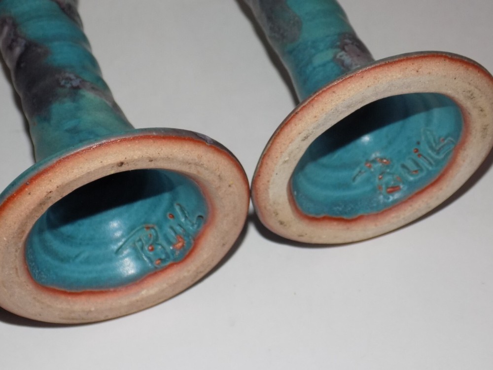 Studio Art Pottery Stem Base Drinking Flute Glass Set