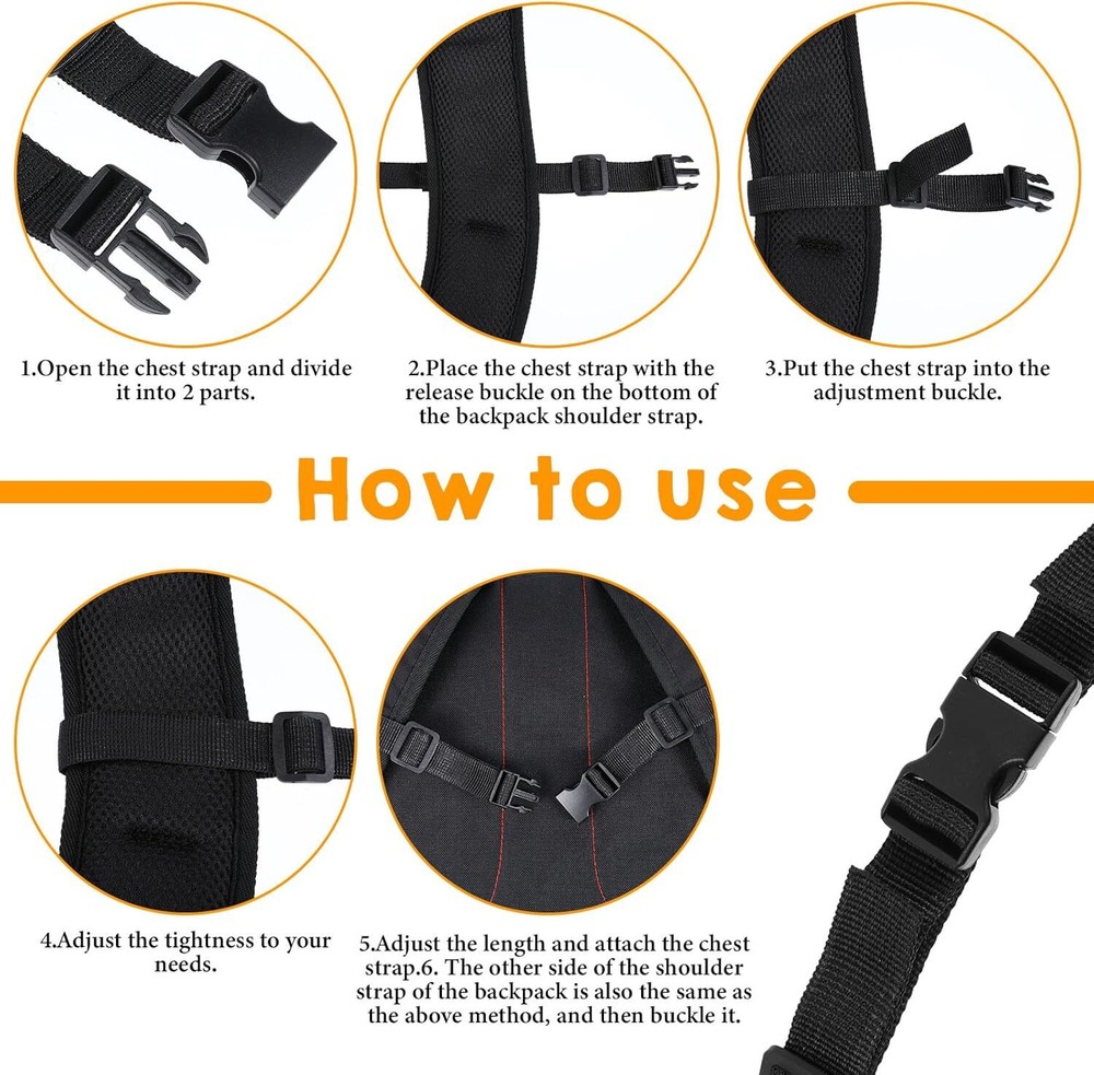 2 Pack Adjustable Backpack Chest Strap, Replacement Sternum Straps For Backpacks