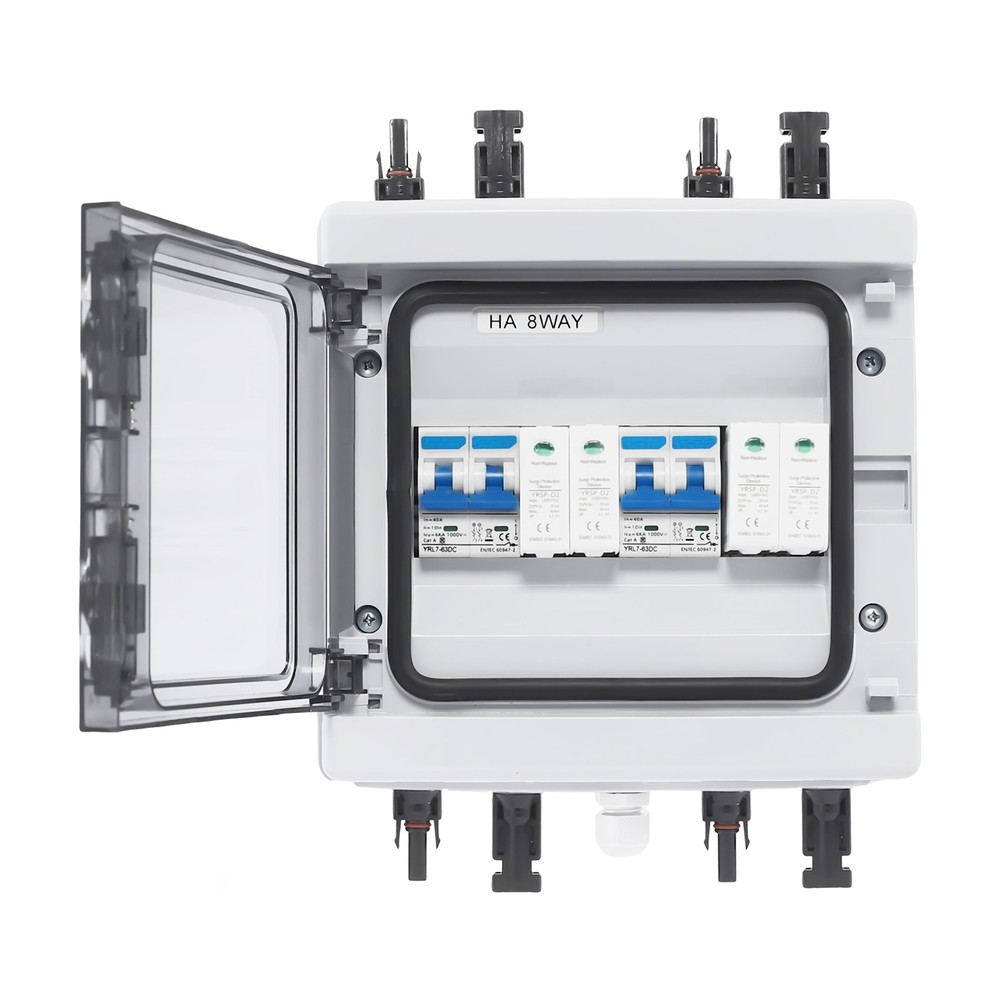 2 Strings Fit Solar Panel Disconnect Switch Circuit Breaker Solar Combiner BoxUS