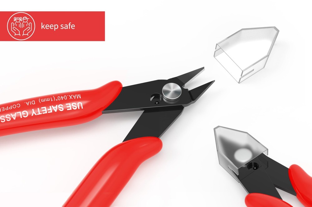 HongWay 5pcs Wire Cutters, Micro Flush Cutters with Spring, Cutting Red
