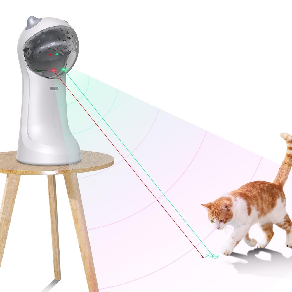 Motion-Activated Automatic Cat , Unique Double Light Green&Red, 4 Speed Modes...