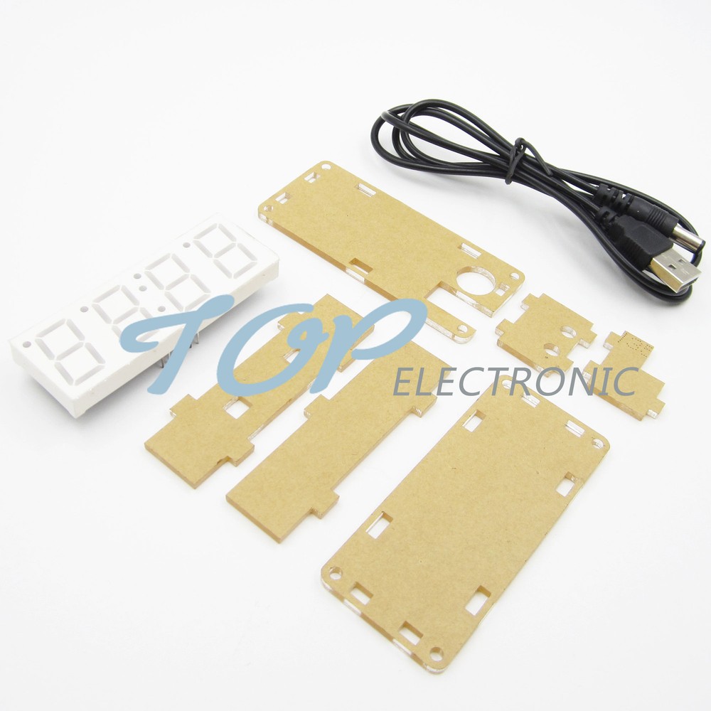 DIY Kit Red LED Electronic Clock Microcontroller Digital Clock Time Thermometer