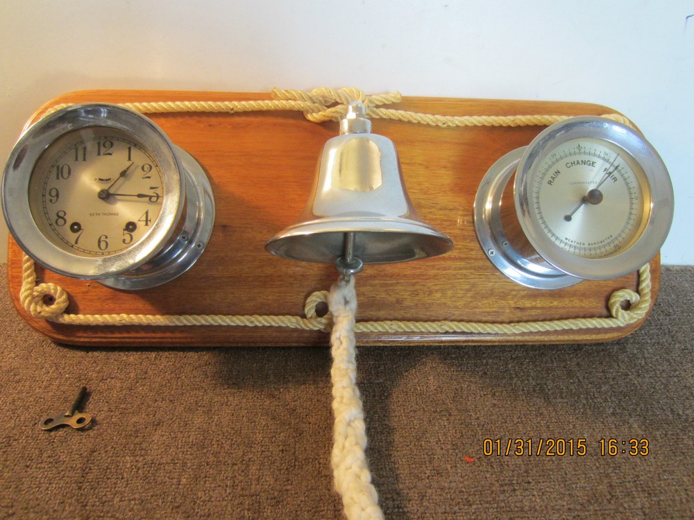 MARITIME, SHIP'S 3 PC WEATHER STATION & BELL