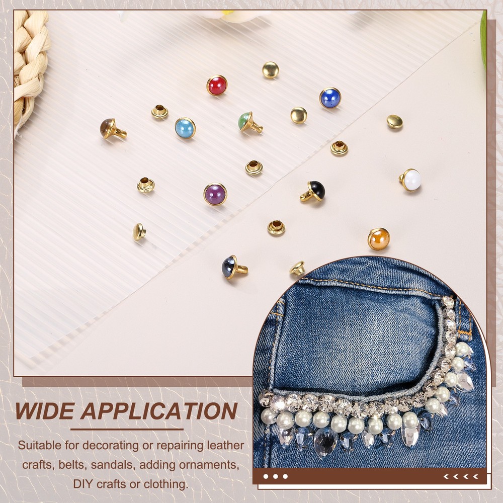 7.5mm Turquoise Studs Rivets, 30 Sets Leather Rivets, White