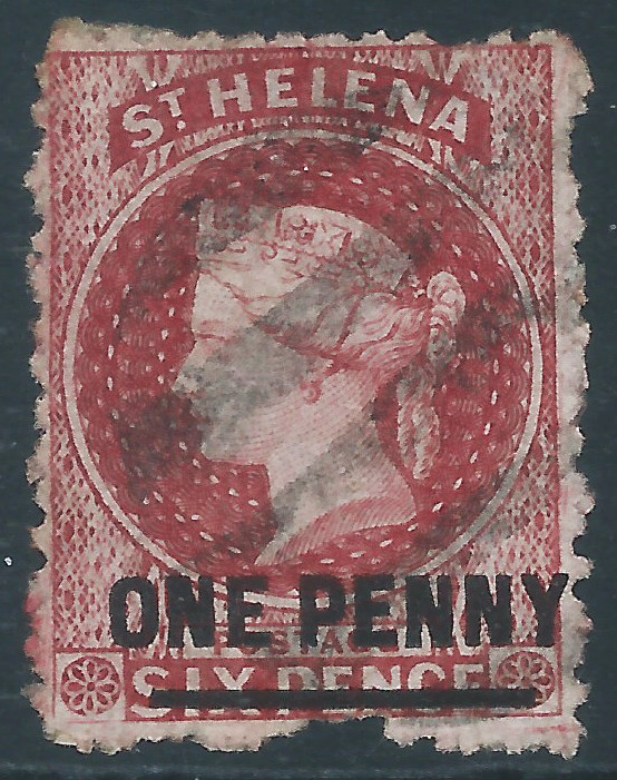St Helena, Sc #11, 1d on 6d, Used
