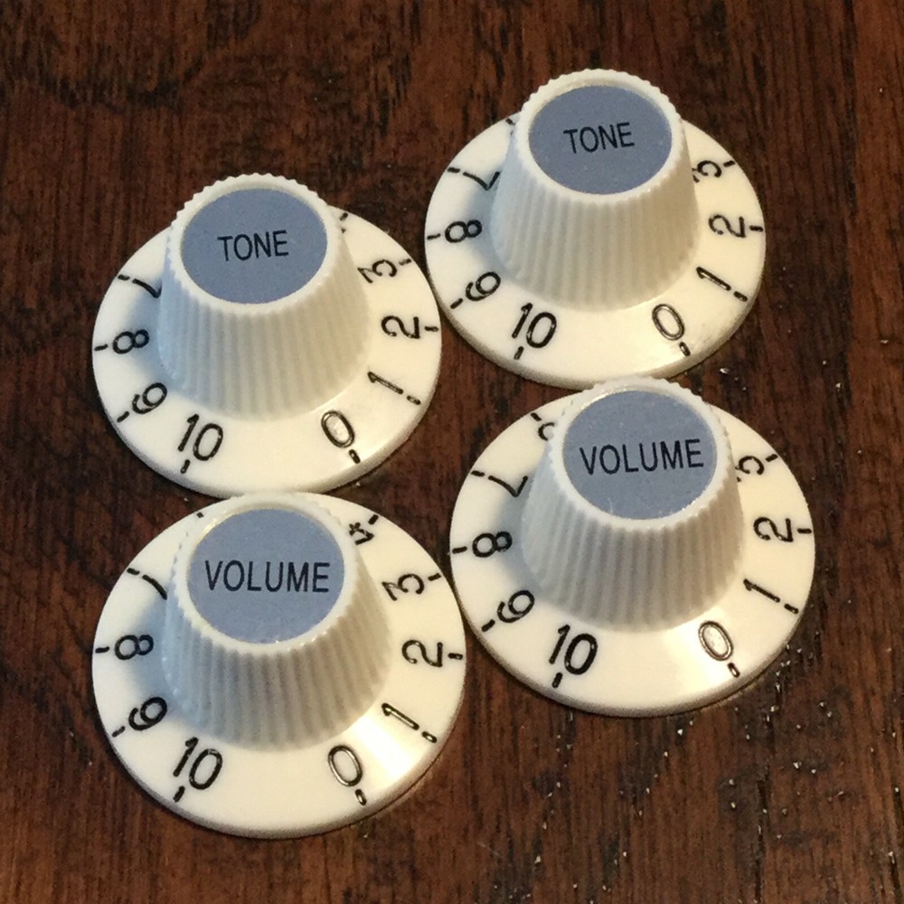 (4) AGED WHITE / US SPEC / Witch Hat Guitar Knobs / Press On / Tele Jazzmaster
