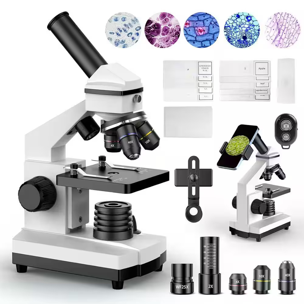 Compound Microscope 100X-2000X High-Power Biological Microscope for Students wit