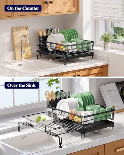 Extendable Dish Drying Rack - Rust-Resistant Dish Racks for Kitchen Counter