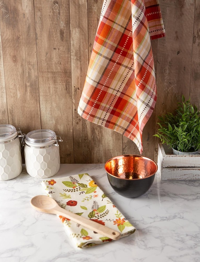 Fall Basics Kitchen Dishtowel Collection Printed & Plaid Fall Dish Towel Set