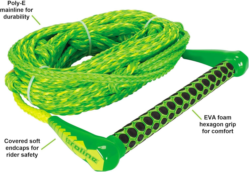 55Ft Kneeboard Rope Green/Yellow