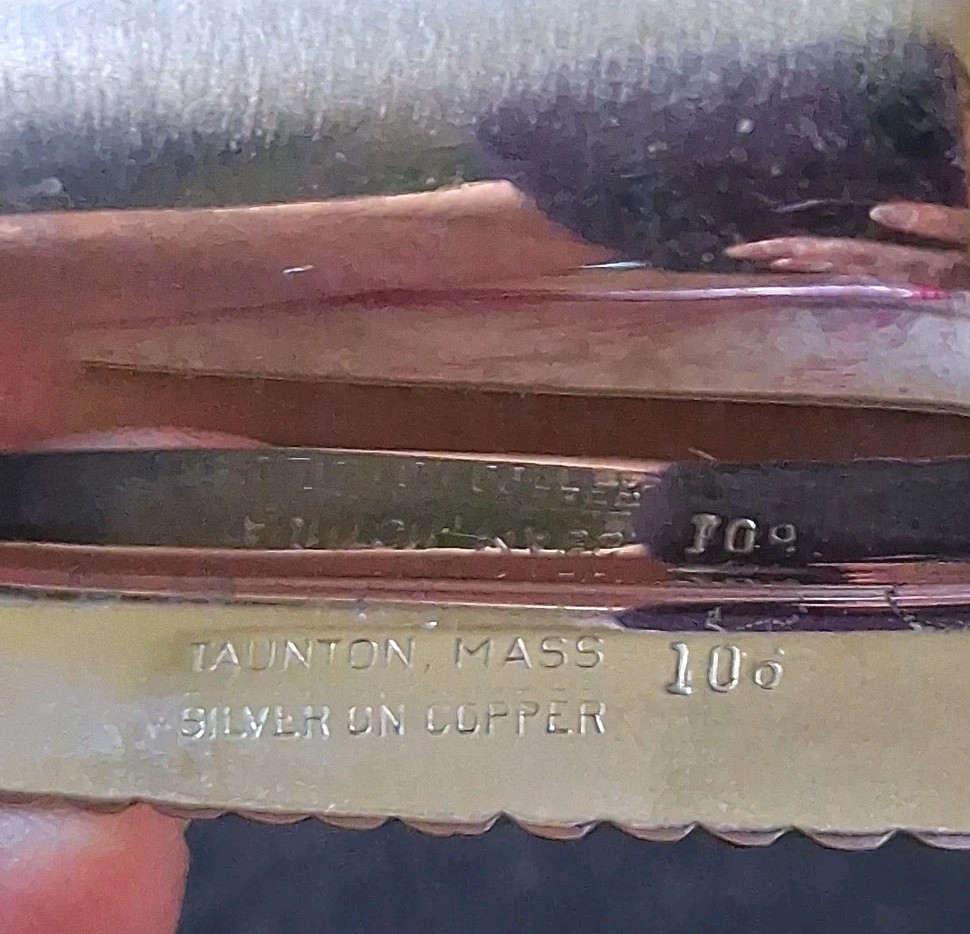 FB Rogers Small Silent Butler/Server Silver On Copper