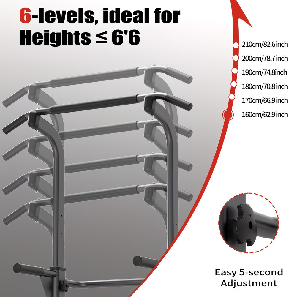 Power Tower Dip Station, Adjustable Height, Multi-Functional Strength Training W