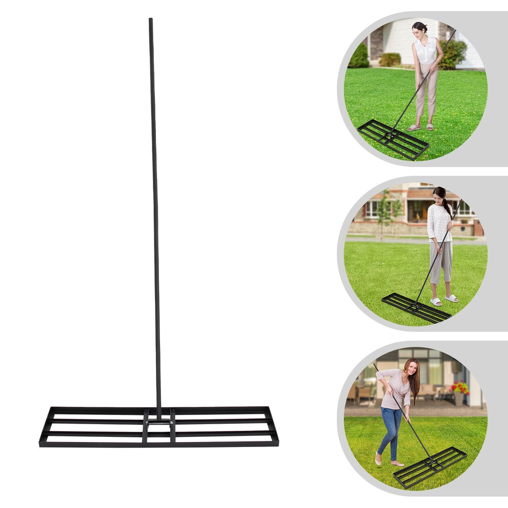 Lawn Leveler Tool with Long Handle, Durable Steel Rake for Smooth Ground