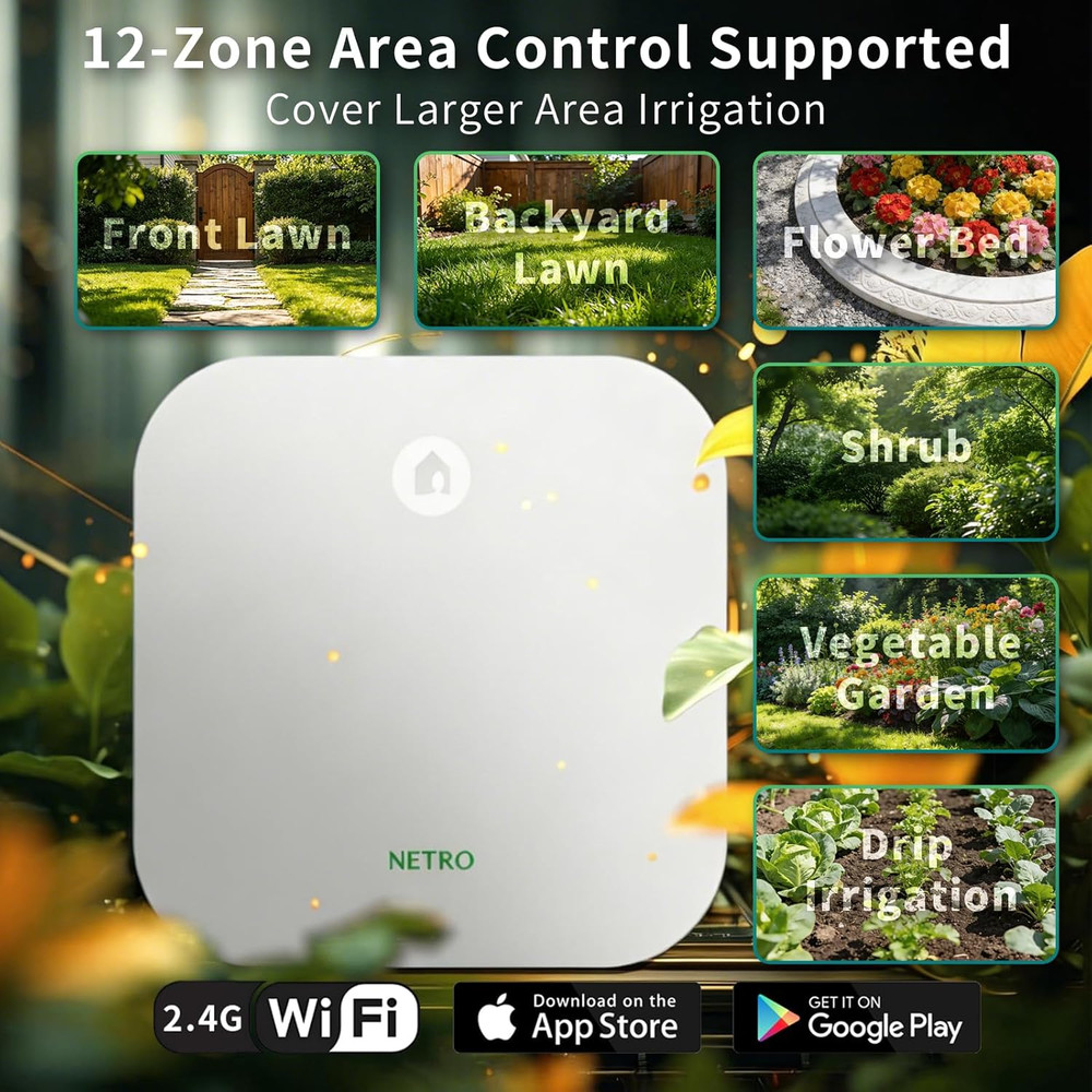 Smart Sprinkler Controller 12 Zones Sprinkler Timer App-Based Irrigation Control