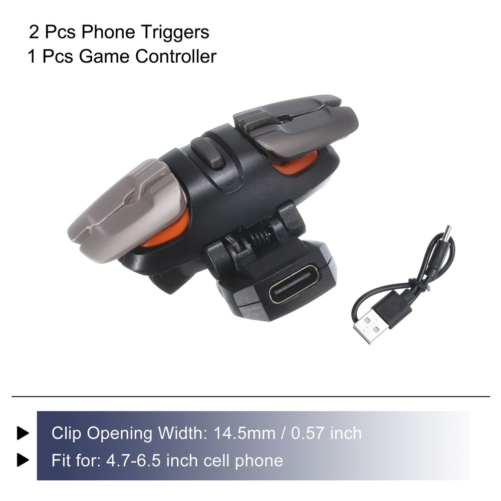 Gaming Trigger Mobile Game Controller Six-Finger Linkage Burst Shooter Black