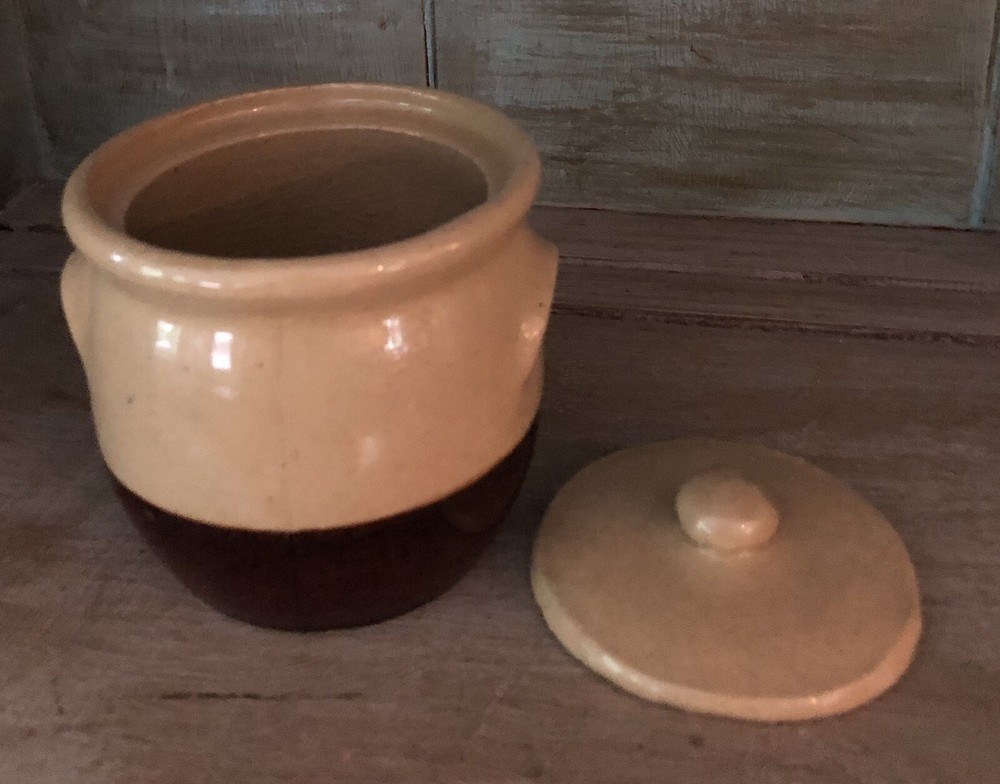Two Small Unbranded Stoneware Beanpots
