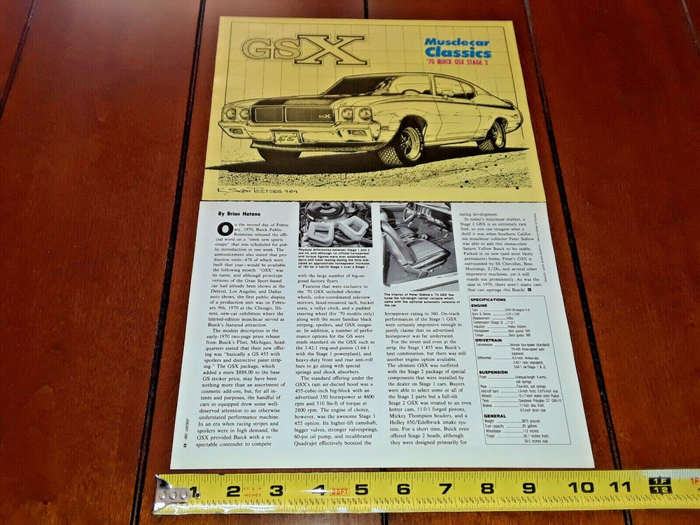 1970 BUICK GSX STAGE 1 ORIGINAL 1990 ARTICLE