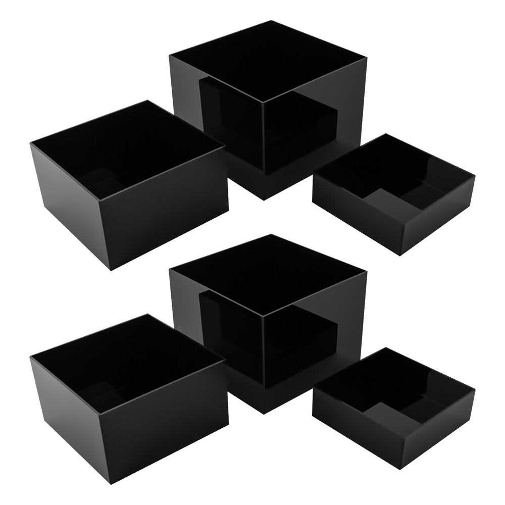 6Pcs Acrylic Display Risers Acrylic Boxes Acrylic Display Nesting Cubes Black