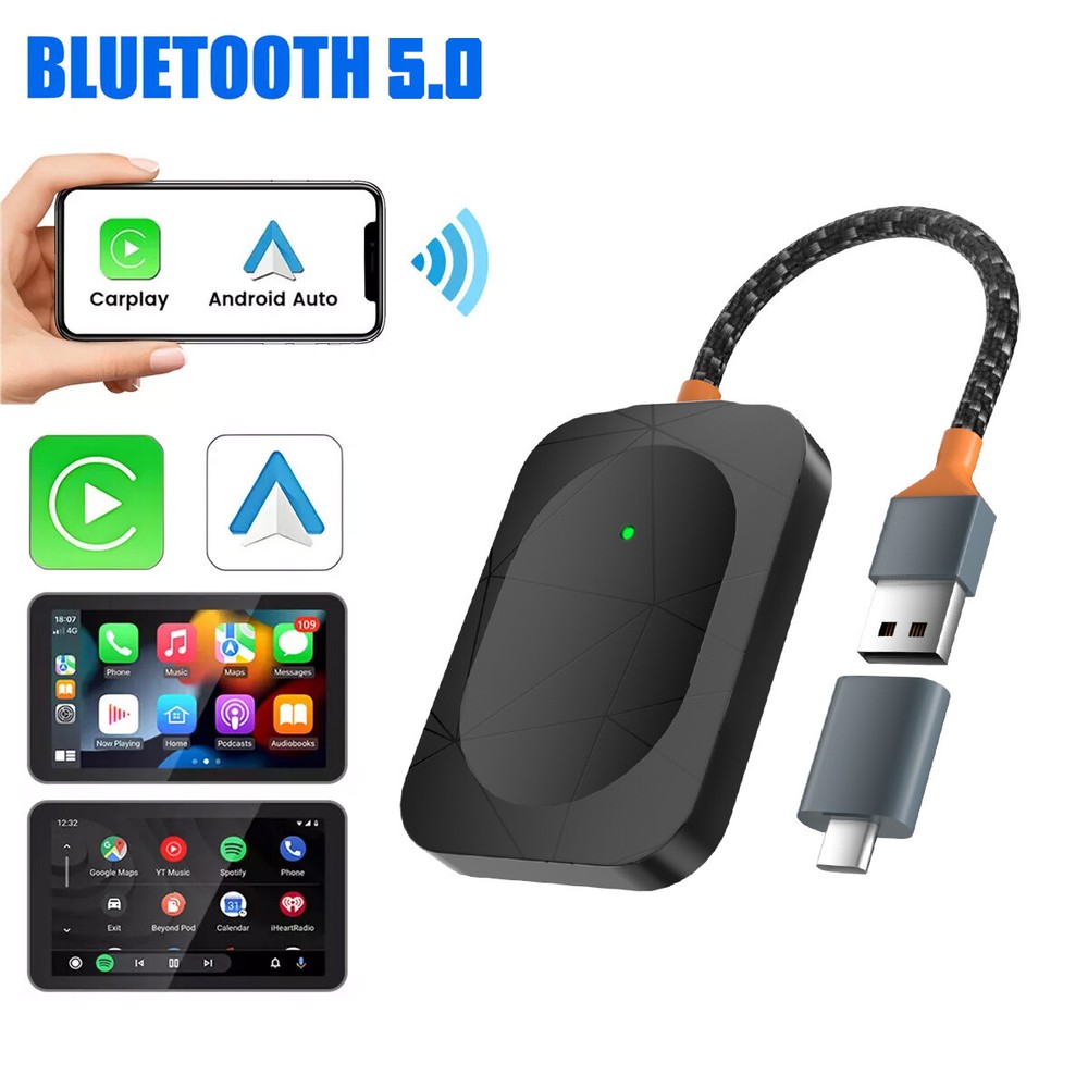 Wireless USB Carplay Adapter Dongle For iPhone Apple Android Auto Plug &Play